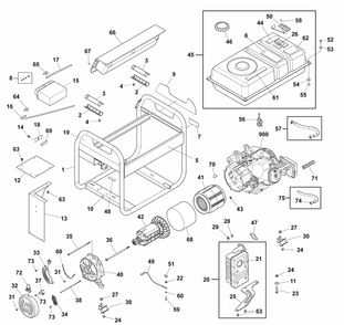 Main Unit Diagram and Parts List for 030750-03  Briggs and Stratton Generator